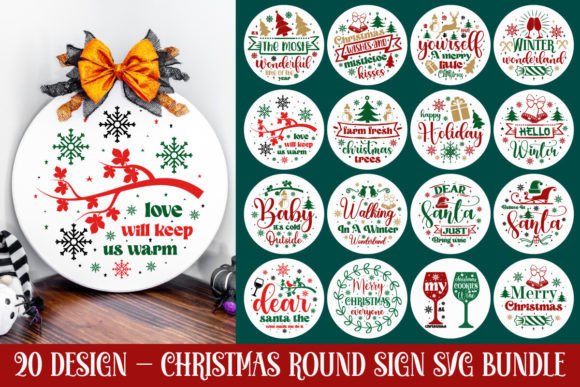 Download Christmas Round Sign Svg Bundle, Farmhou - Christmas round sign svg bundle Collection