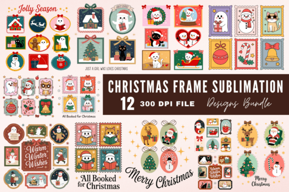 Download Christmas Frame Sublimation Designs - Premium Bundle