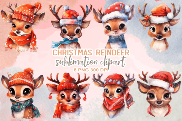 Download Christmas Reindeer Sublimation Clipart - Christmas reindeer Collection